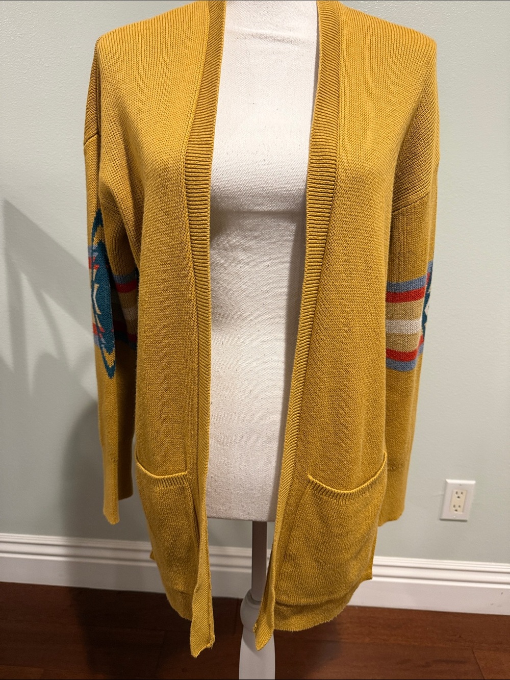 PENDLETON Mustard  Open-Front Women's Cardigan Sweater oversized S ptp 22